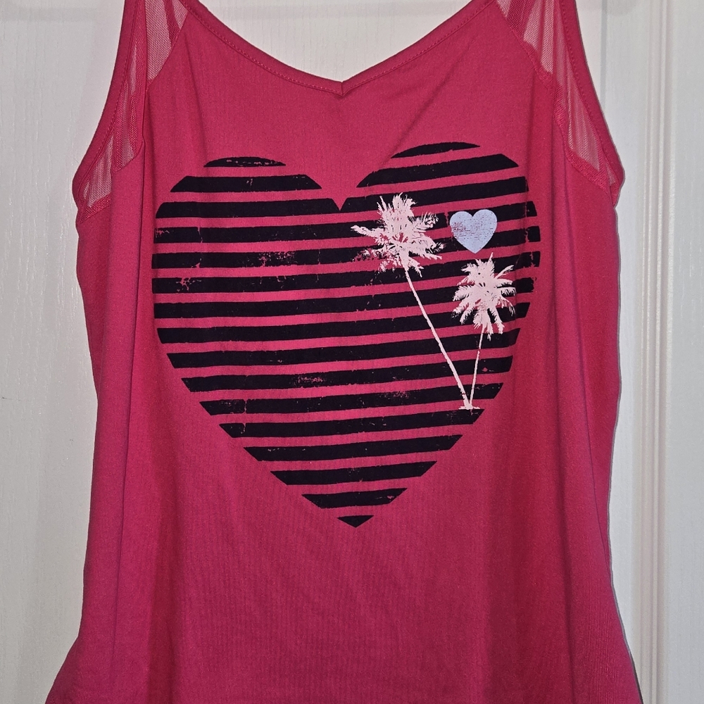 Pink Heart Graphic Girls Top